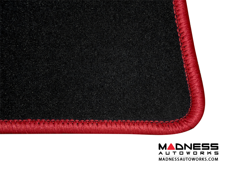 thumbnail image 2 of Smart Fortwo 453 Rubber Floor Mats – Red Faux Leather Edge + Rubber, Made In Germany 2 of 6